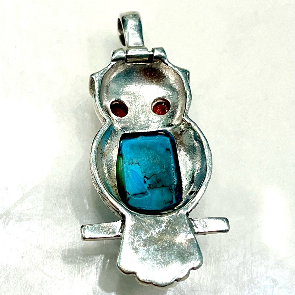 Turquoise Garnet Spinel Silver Pendant - Picture 4 of 5